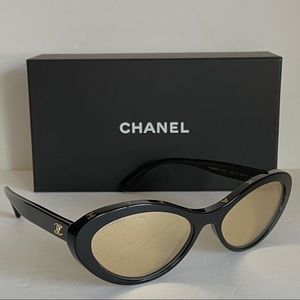 CHANEL Black and Gold Sunglasses